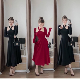 ĐẦM CỔ YẾM BIGSIZE KÈM ÁO KHOÁC(M-2XL)