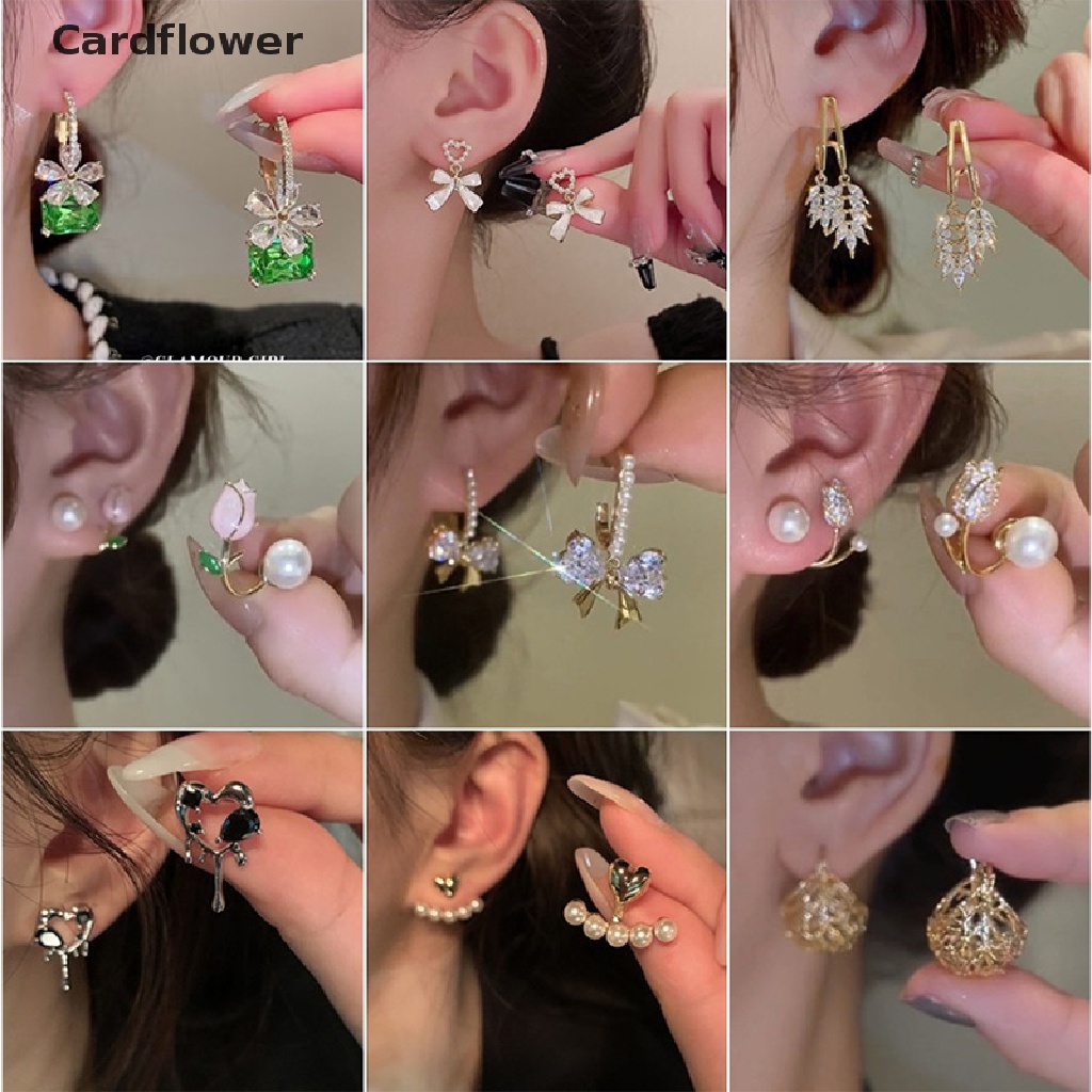 1 Đôi Bông Tai Dáng Dài Hình Hoa Đính Ngọc Trai Zircon Thời Trang Cho Nữ