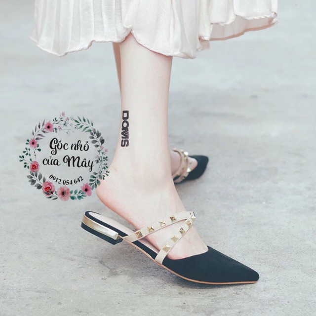( ORDER ) Giày sục da lộn phối đinh đế 2cm