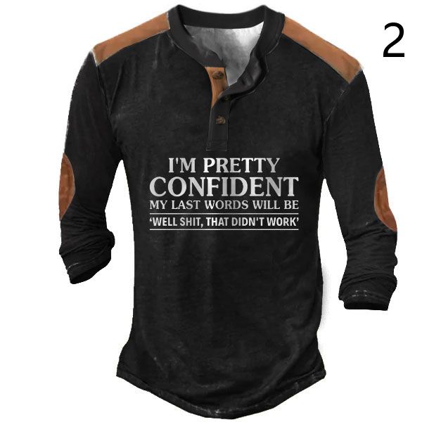 Áo Thun Tay Dài In Hình 3D Phối Nút Thời Trang Dành Cho Nam