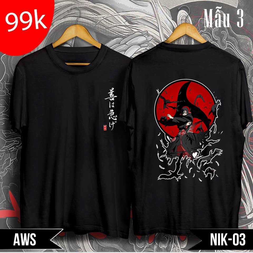 Áo thun Uchiha Itachi, áo thun naruto sasuke itachi kakashi mẫu mới thun cotton thoáng mát