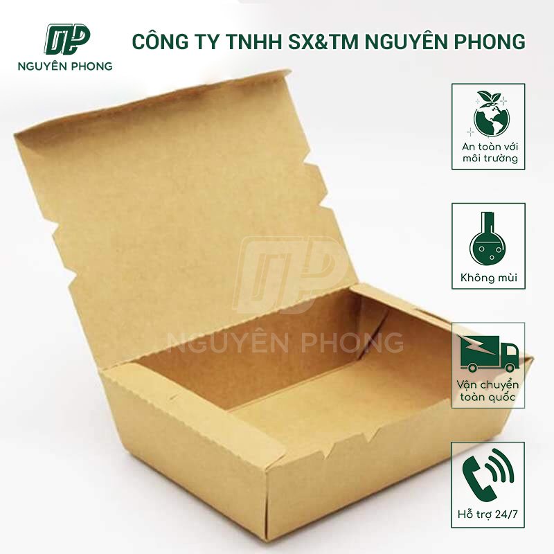 50 hộp giấy nắp gập full đựng thức ăn
