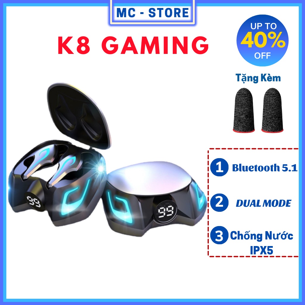 Tai Nghe Gaming K8 Tai nghe Bluetooth Không Dây Chơi Game Có Mic Đam Thoại Với Độ Trễ Thấp
