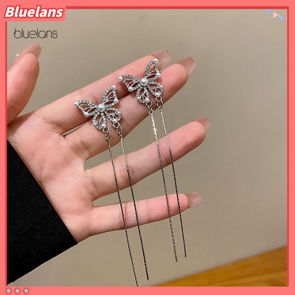 1 Cặp Bông Tai Tua Rua Hình Bướm Lấp Lánh Sang Trọng