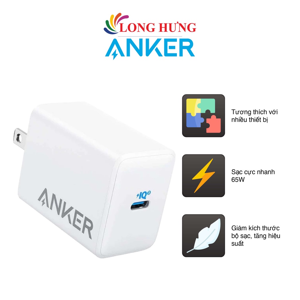 Cốc sạc Anker PowerPort III Pod Lite 65W A2718 - Hàng chính hãng
