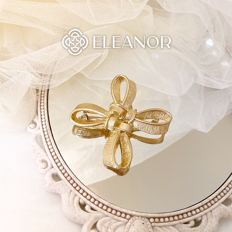Ghim cài áo nữ Eleanor Accessories nơ vàng chéo phụ kiện trang sức thời trang vintage 5193