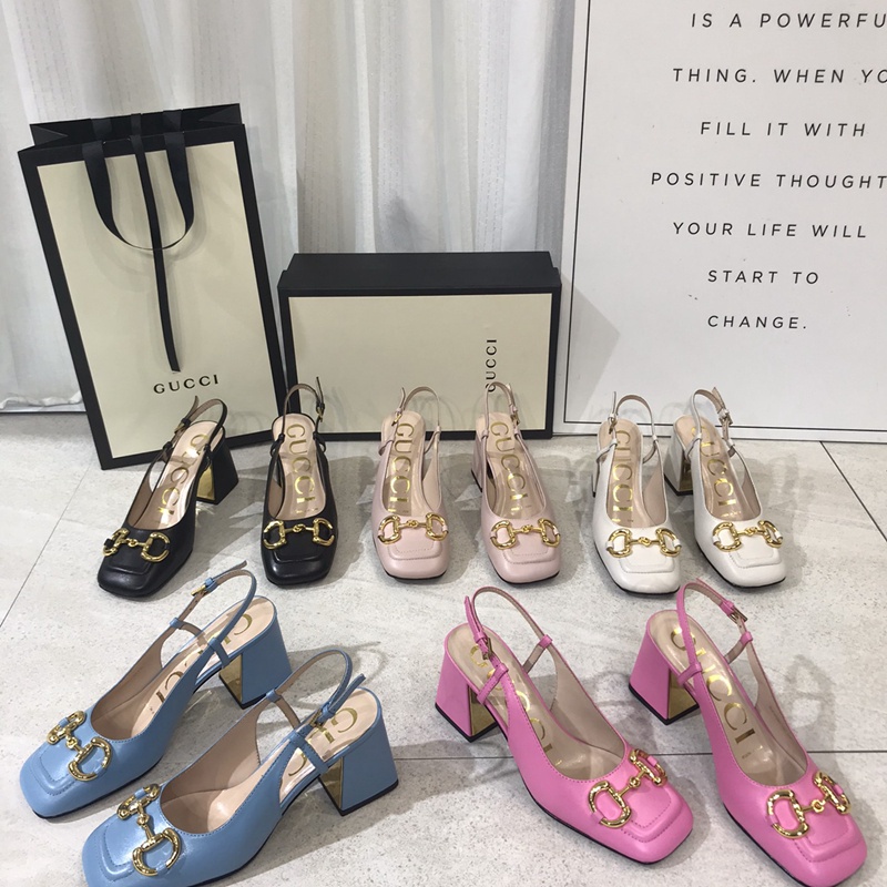 Giày Gucci Cao Gót 7.5cm Mũi Vuông Thời Trang Mùa Xuân Retro 2021