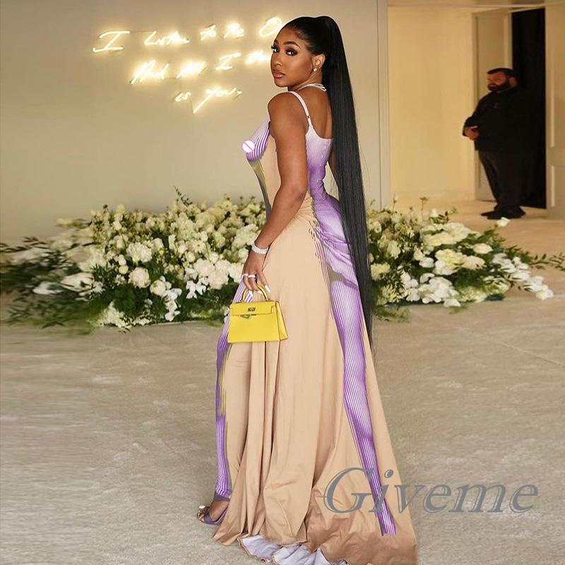 Đầm Body Sát Nách Cổ Chữ U In Họa Tiết 3D Thời Trang Mùa Hè Cho Nữ