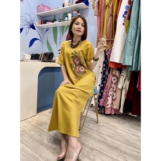 Đầm đũi sợi tự nhiên vẽ tay