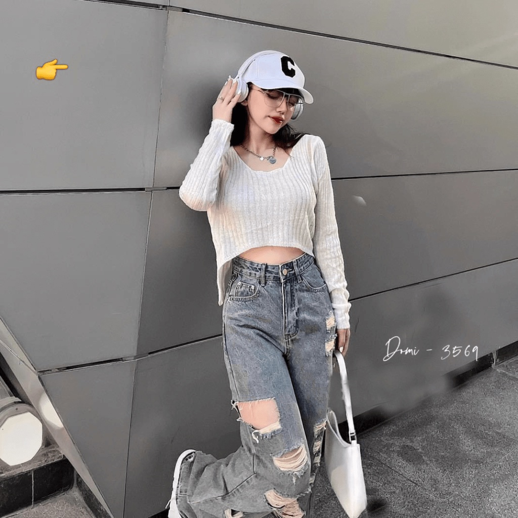 (HCM) Quần jean baggy ống suông rách siêu hot , thời trang nữ siêu xinh , tôn dáng sành điệu cho các nàng KM FASHION