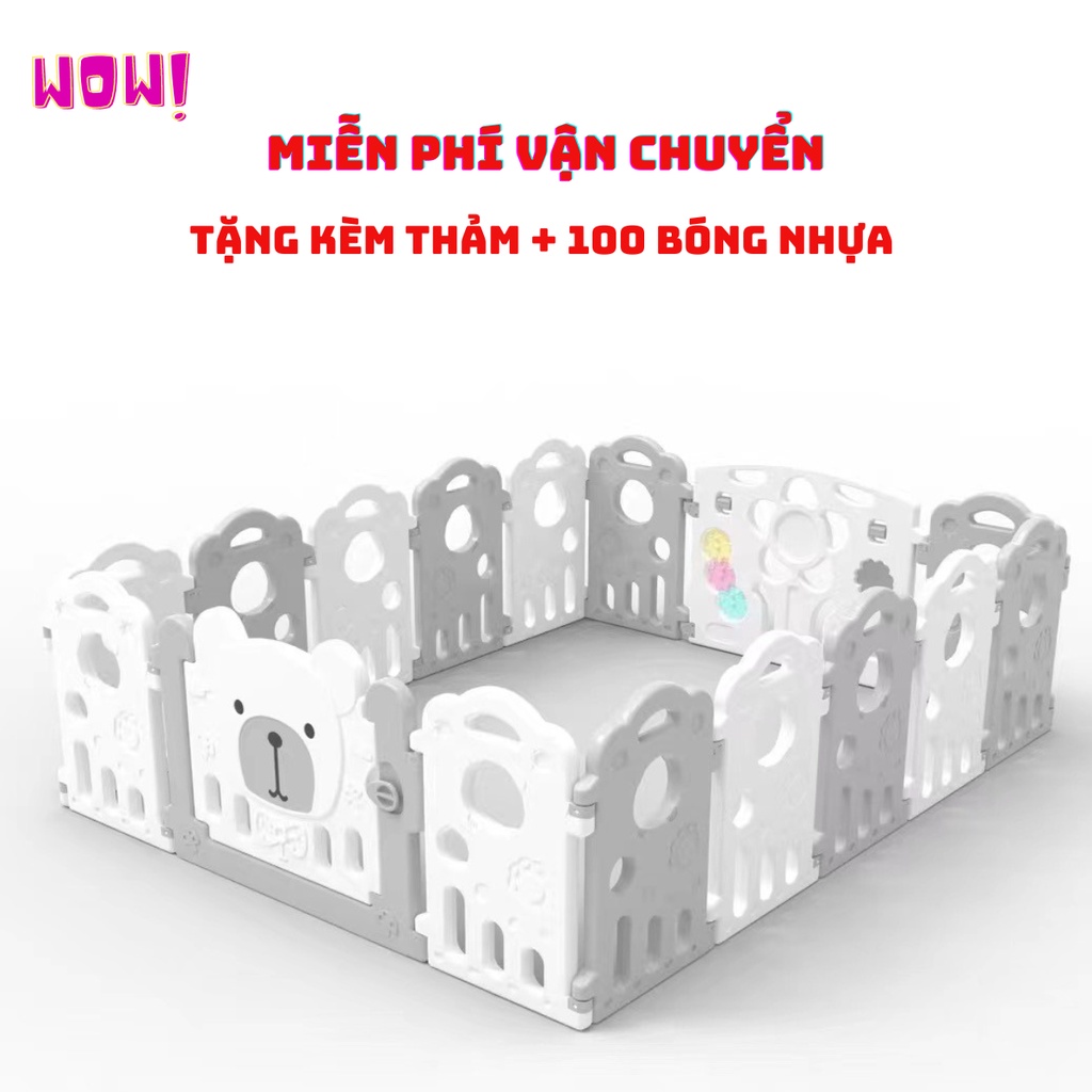 Quây cũi nhựa gấp gọn MẪU GẤU XỊN TẶNG 100 bóng 1 thảm. VÀ COMBO NÉM BÓNG RỔ