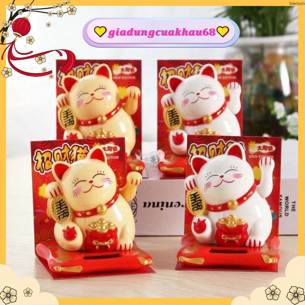 Mèo Thần Tài,Mèo May Mắn Mini Maneki Neko Tự Vẫy Tay Dùng Nguồn Năng Lượng mặt trời💛𝒈𝒊𝒂𝒅𝒖𝒏𝒈𝒄𝒖𝒂𝒌𝒉𝒂𝒖𝟔𝟖💛