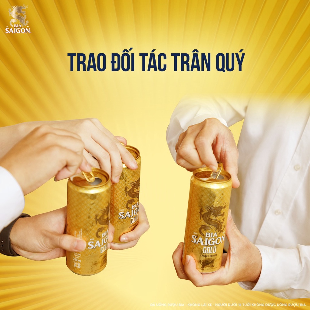 Bia Sài Gòn Gold mới combo 6 lon x 330ml
