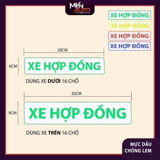 Decal phù hiệu chữ “ xe hợp đồng ” trên xe ô tô.