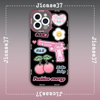 Ốp lưng iphone và samsung xiaomi oppo cạnh vuông Jicase Positive Energy Cảm Hứng Collage Pink Pattern 