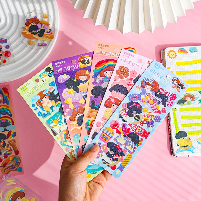 1 Tờ Sticker Dán Tường Hình Cô Gái Và Động Vật Dễ Thương