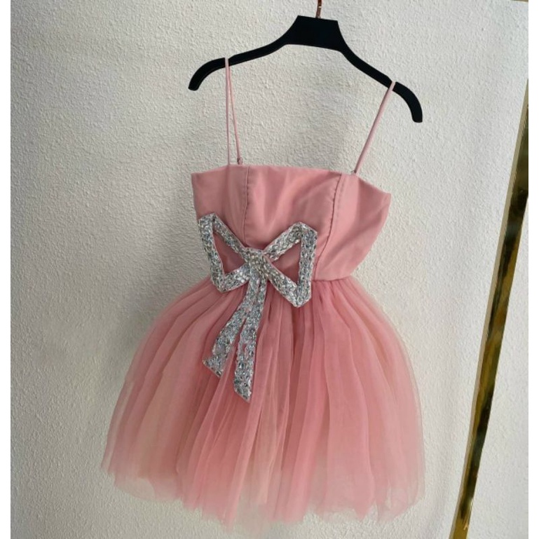 ĐẦM 2 DÂY CÔNG CHÚA XOÈ NƠ ĐÍNH ĐÁ