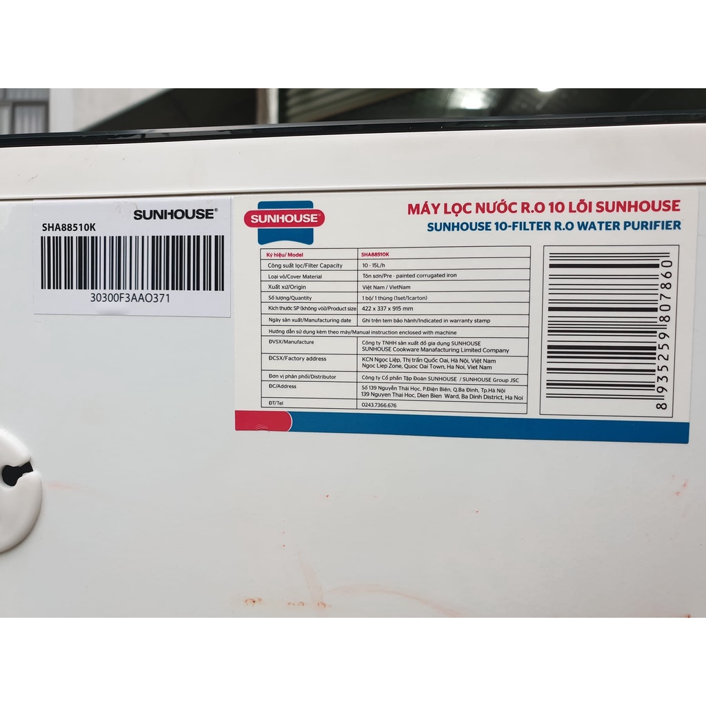 Máy Lọc Nước RO 10 Lõi SUNHOUSE SHA88510K , Lọc nước sunhouse 10 lõi - Hàng trưng bày