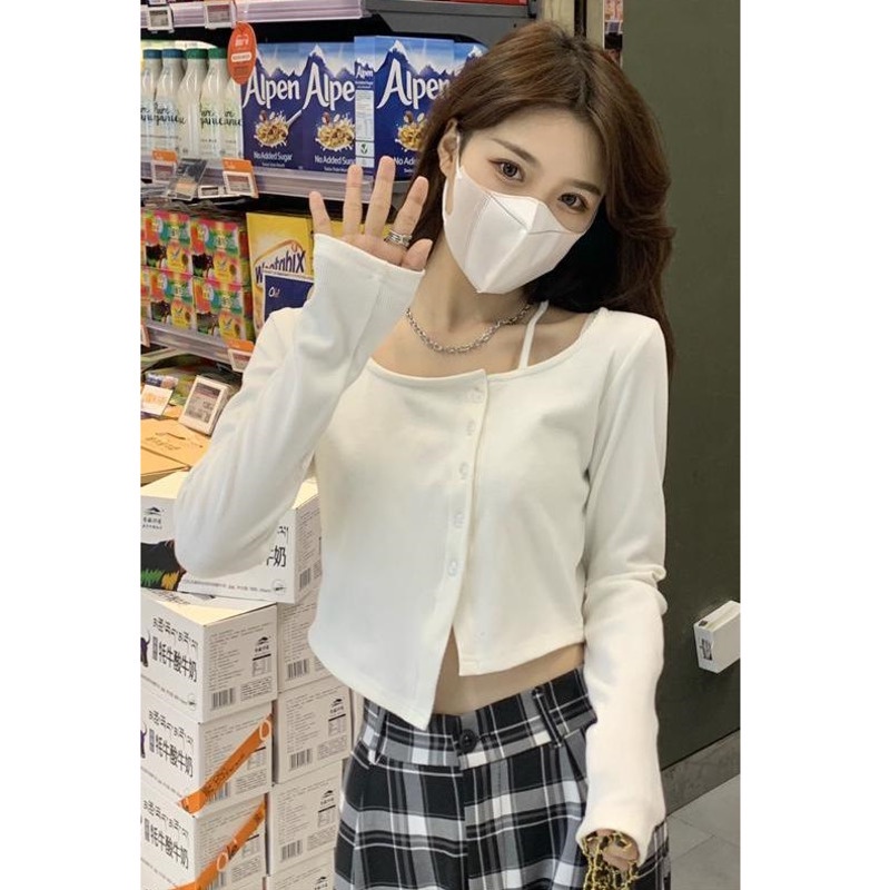 Áo Croptop Tay Dài Thiết Kế Độc Đáo