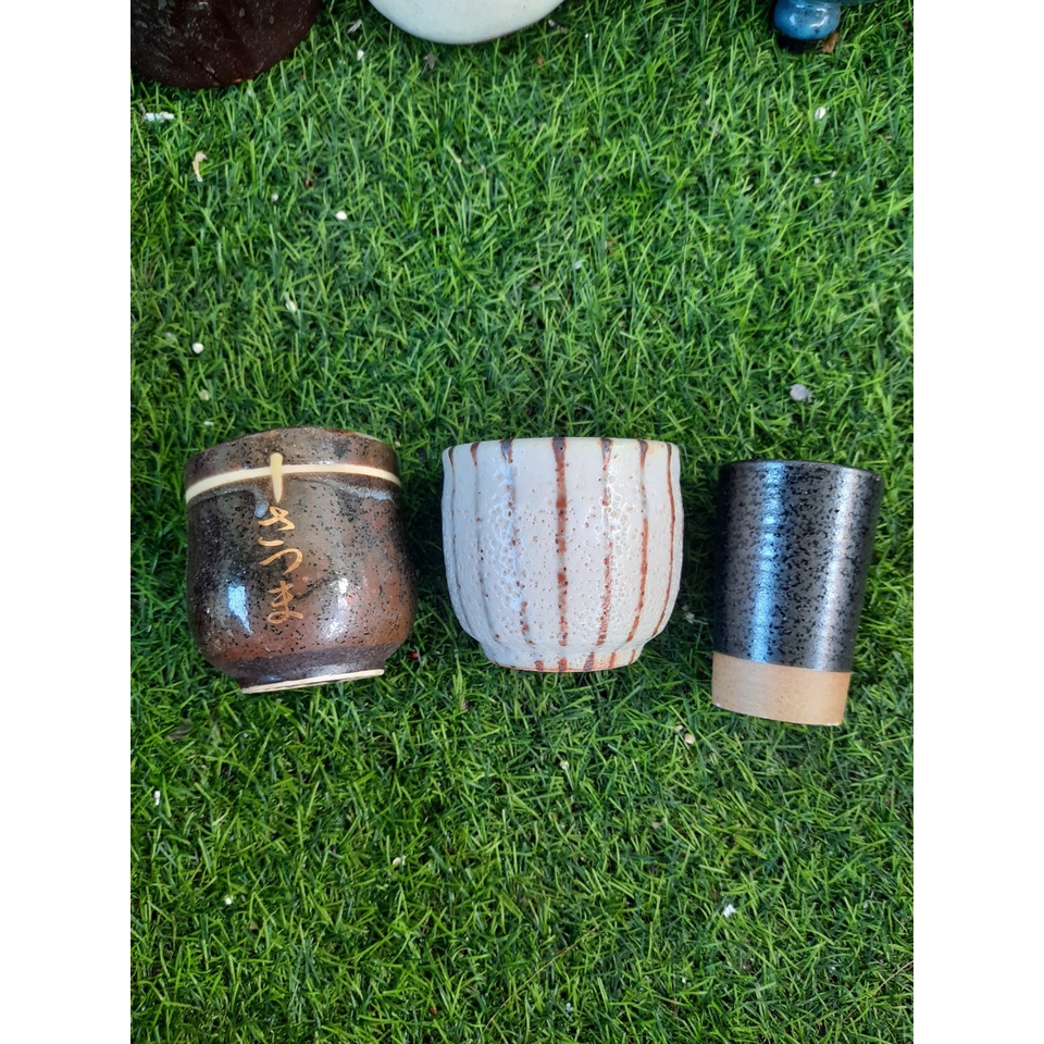 Set ly cốc gốm Nhật trang trí, trồng sen đá