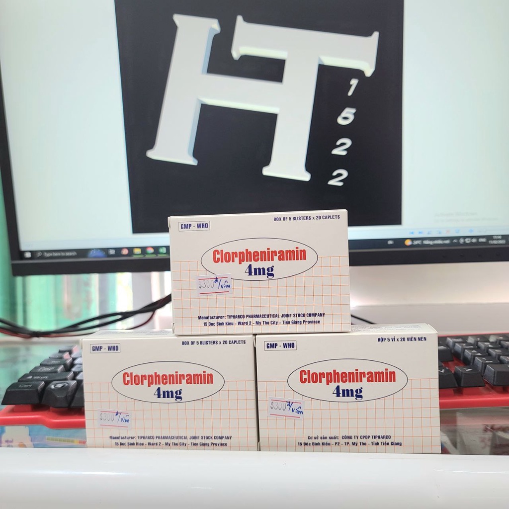 Clorpheniramin 4mg 100 viên - Tipharco hỗ trợ phòng ngừa viêm mũi dị ứng, sổ mũi, dị ứng da, nổi mề đay, ngứa