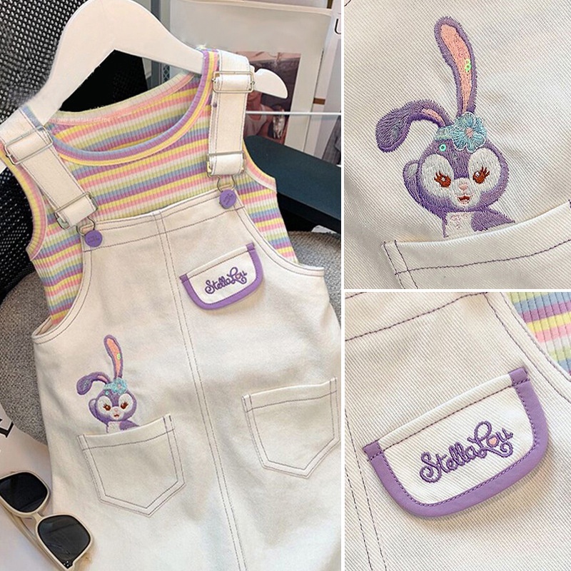 Set Yếm Bé Gái Kaki Phong Cách Hàn QuốcThoáng Mát Không Dãn Cho Bé 1-8 Tuổi