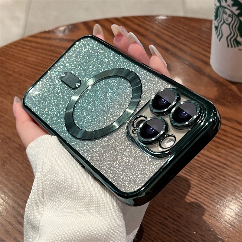 Ốp Điện Thoại Trong Suốt Mạ Điện Từ Tính Cho iPhone 11 pro max 12 pro max 13 pro max 14 plus 14 pro max