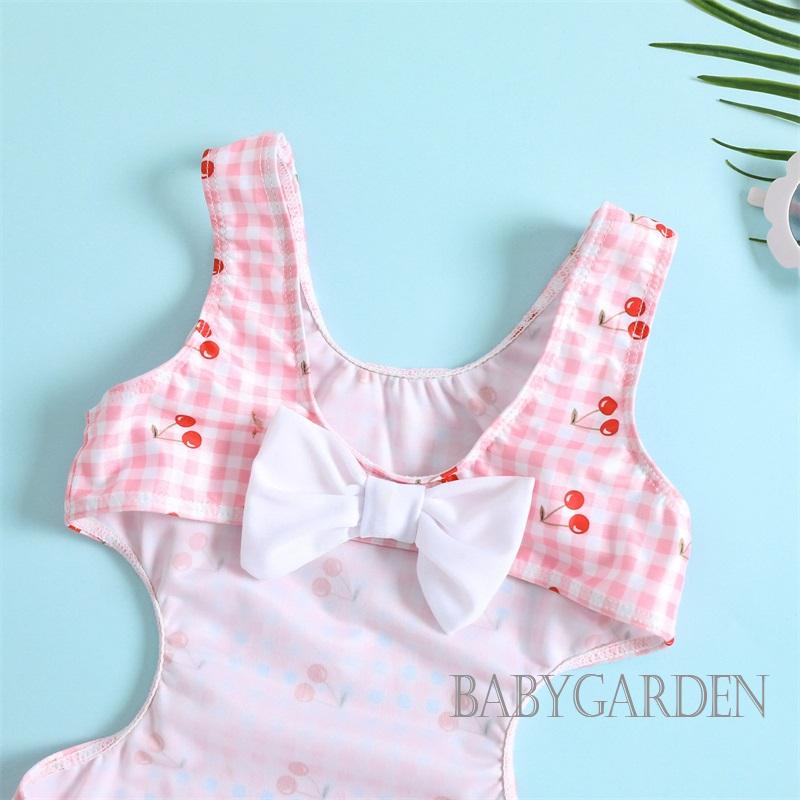 Đồ Bơi Một Mảnh Không Tay Cổ Chữ U In Họa Tiết Cá Heo / Cherry Dành Cho Bé Gái 6 Tháng - 4 Tuổi