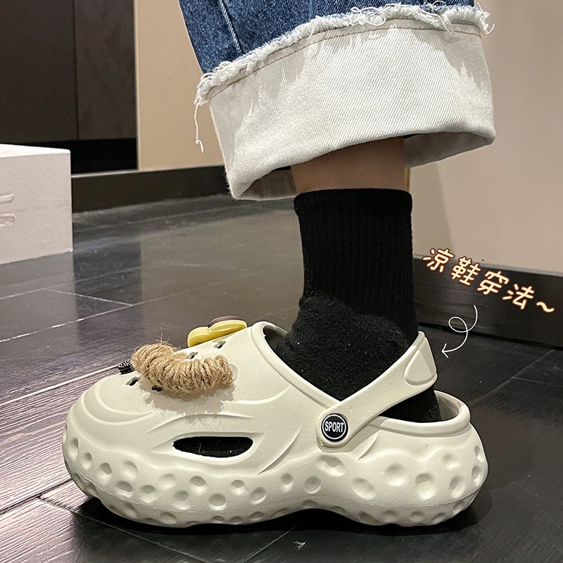 Xăng đan Đế Dày 5Cm Thoáng Khí Họa Tiết Hoạt Hình Phong Cách Hàn Quốc