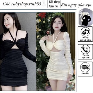 ĐẦM BODY TAY DÀI KHOÉT EO MẶC ĐƯỢC 2KIỂU(Có mút ngực)