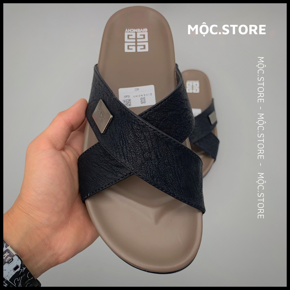 Dép Da Quai Chéo Nam Nữ Gyvenchy , Dép quai chéo , Dép da bò đế cao su siêu chất có bảo hành Full Box.