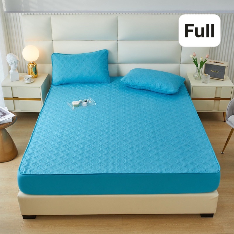 Set ga gối chống thấm lv hoạ tiết in nổi IGUN BEDDING chất liệu cotton kháng khuẩn an toàn cho da