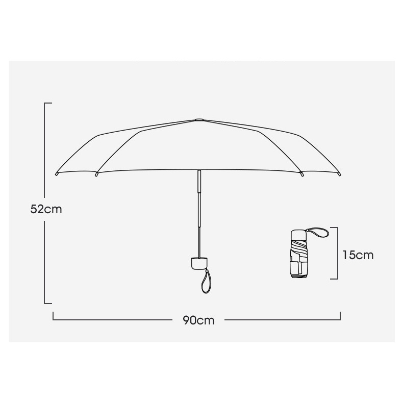 Dù Gấp Mini 95% UV UPF + 50 Chống Gió Chống Thấm Nước Kèm Hộp Đựng Ốp
