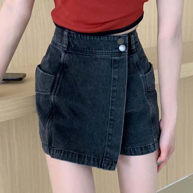 IELGY Chân váy jean Lưng Cao Thiết Kế Độc Đáo Thời Trang Cho Nữ