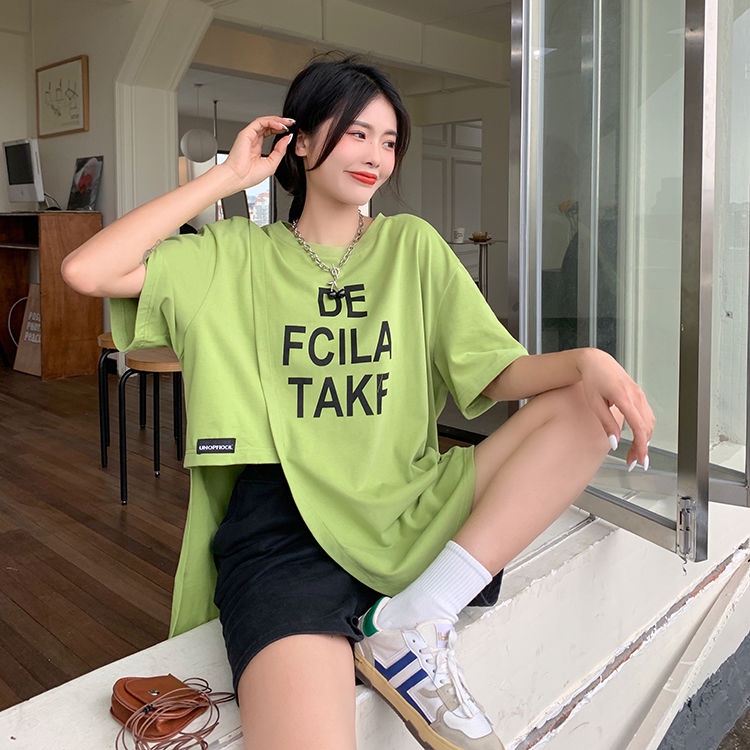 Áo Thun Tay Ngắn Dáng Rộng In Chữ Thời Trang Mùa Hè Plus Size Cho Nữ