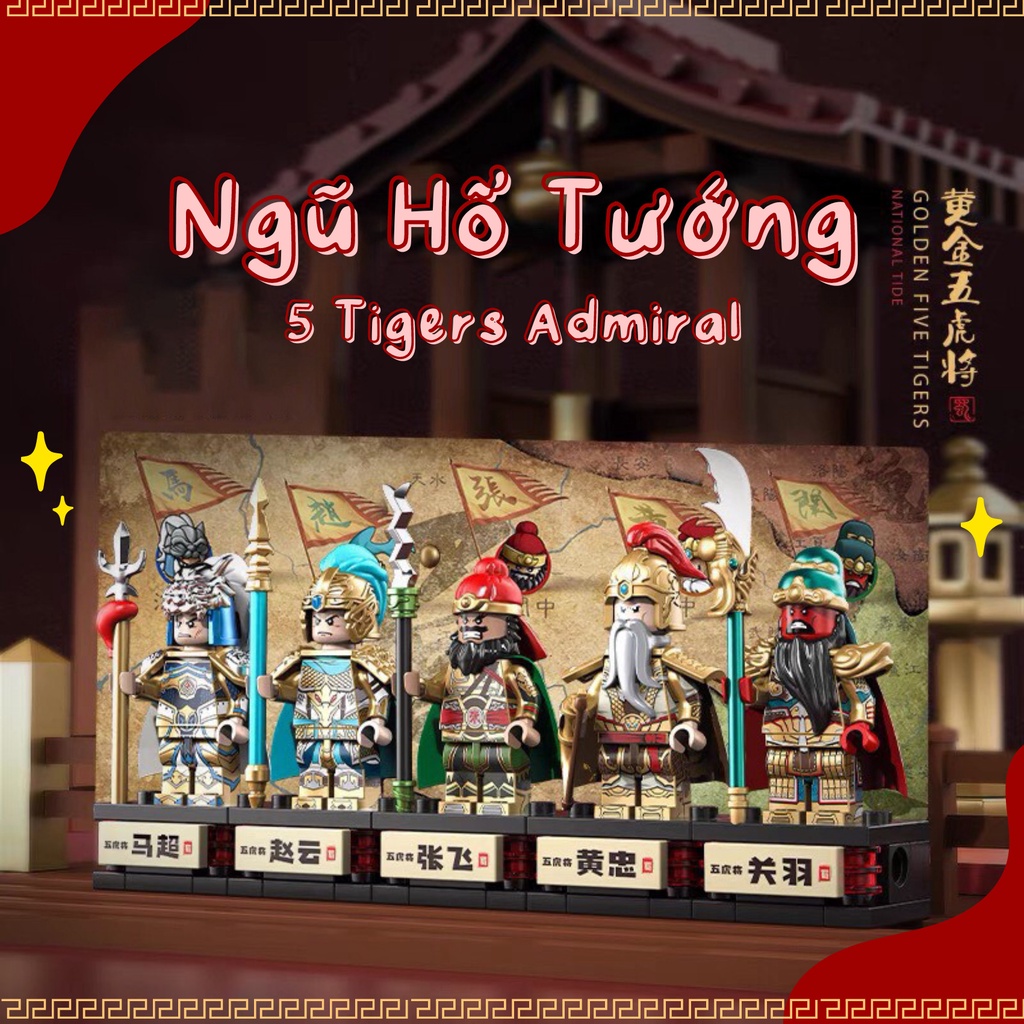 Đồ chơi lắp ráp Tam Quốc - Hộp 5 Minfigures Ngũ Hổ Tướng Minifigure Nhân vật Anh hùng Three Kingdoms Five Tigers Admiral