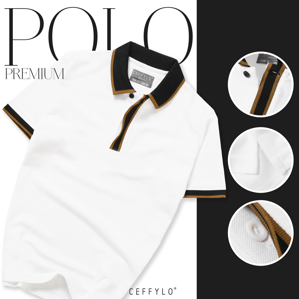 Áo Polo Nam Cộc Tay Phối Cổ Màu Trắng CF Chất Liệu Cotton ,Trẻ Trung , Form Slimfit ,Ceffylo