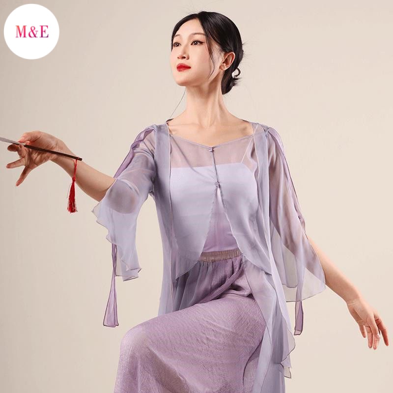 Trang Phục Khiêu Vũ Chuyên Nghiệp Dáng Dài Vải Gạc Tay Loe Dành Cho Nữ