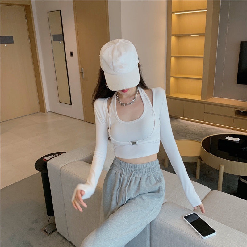 Áo Thun Tay Dài Giả Hai Lớp Thời Trang Cá Tính Cho Nữ