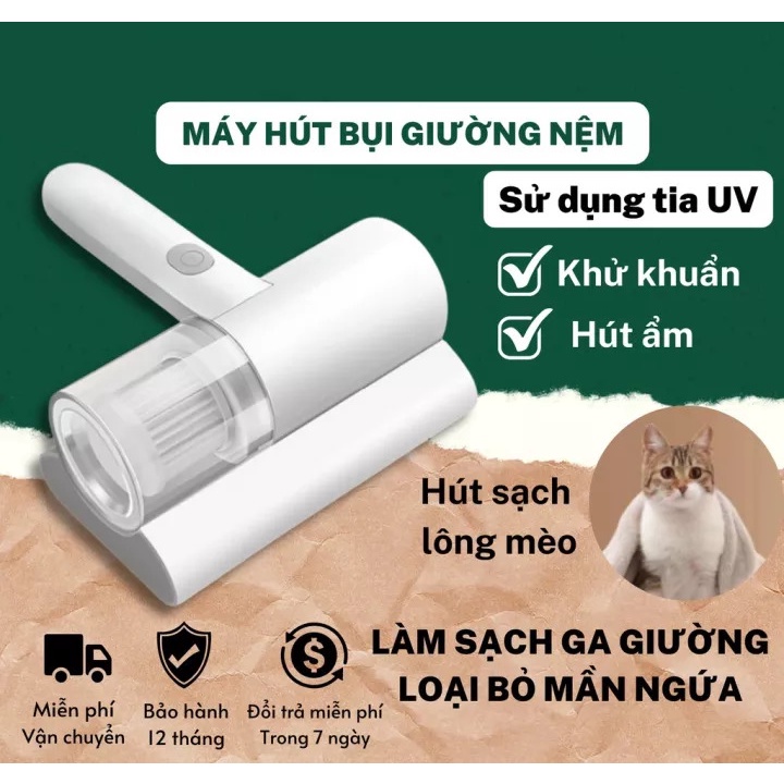 Máy Hút Bụi Giường Nệm - Máy Hút Bụi Mini Không Dây Sạc Pin Có Tia UV Khử Khuẩn, Hút Ẩm Không Khí, Tiện Lợi Sử Dụng