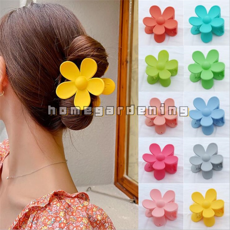 Kẹp Tóc Càng Cua Đính Hoa Lớn Bằng Nhựa Màu Kẹo Ngọt Cho Nữ