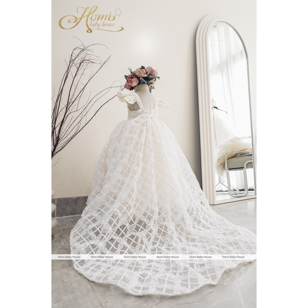 Váy em bé thiết kế HOMI BABY HOUSE Bright Dress - Cánh tiên họa tiết ren ô vuông