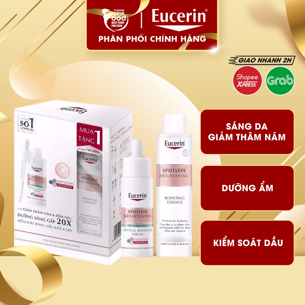 Bộ Đôi Dưỡng Ẩm Sáng Da, Giảm thâm Nám Set Eucerin Spotless Brightening