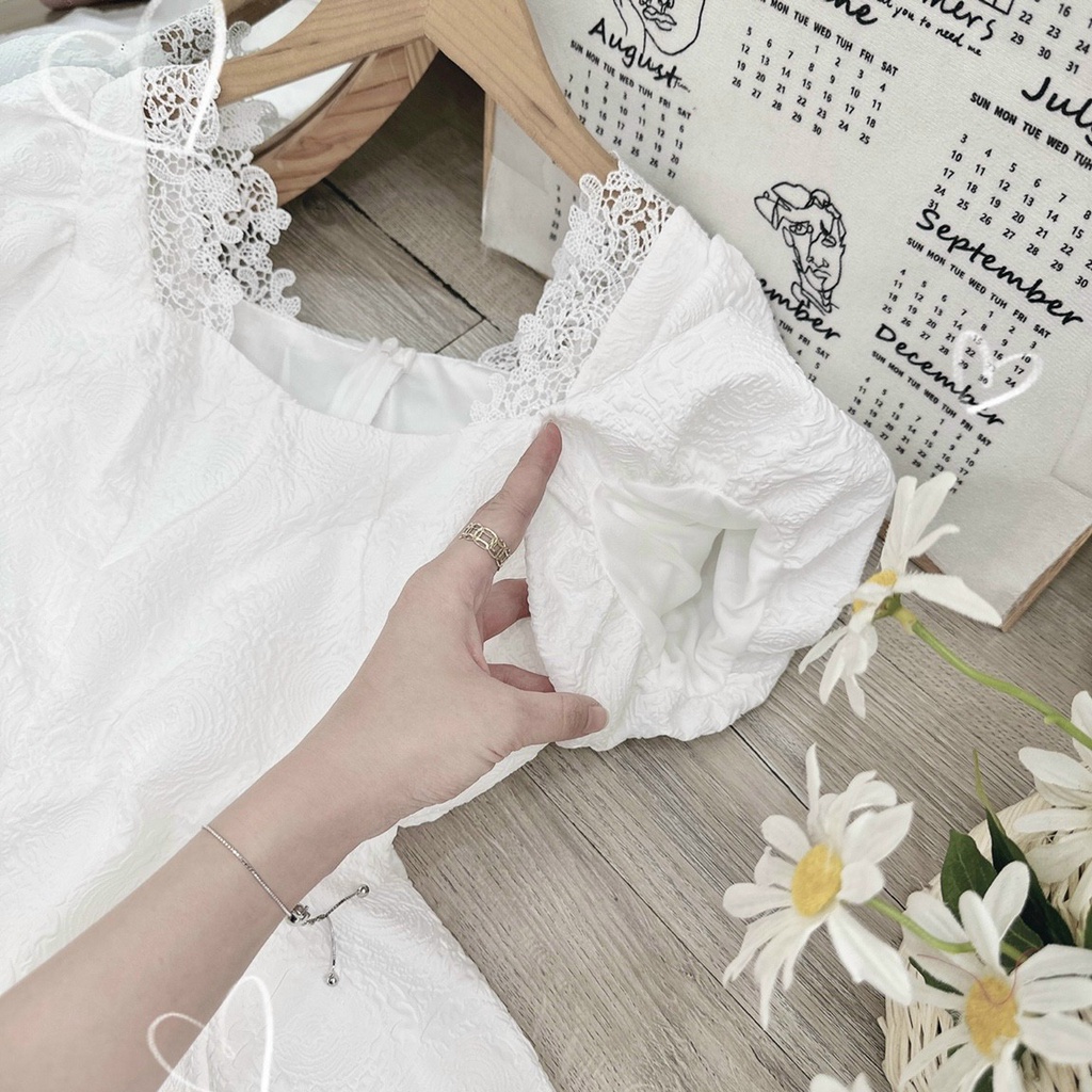 Đầm váy trắng dự tiệc thiết kế dáng xòe phong cách hiện đại trẻ trung cho nàng thời trang nữ XM Minh Phúc