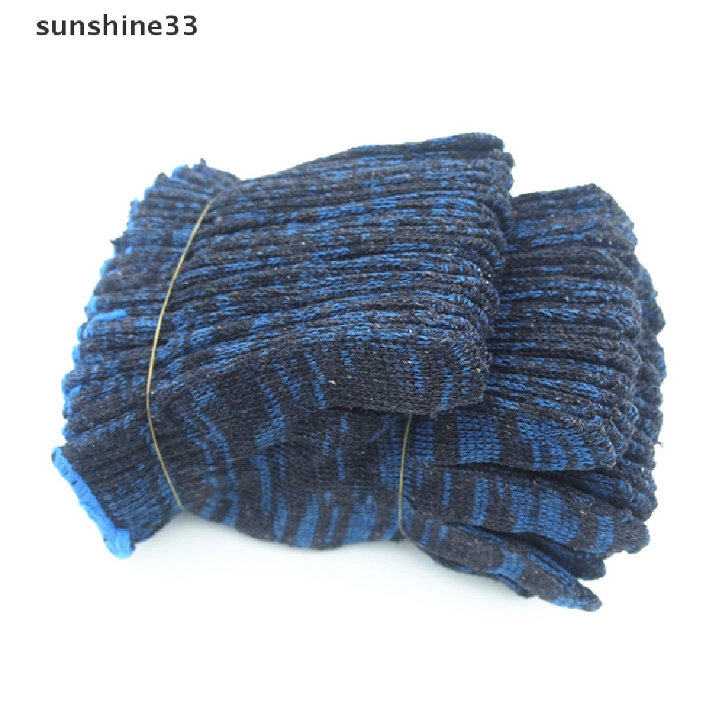 Bộ 12 Đôi Găng Tay Cotton Dày Dặn Chống Mài Mòn Bảo Vệ Lao Động