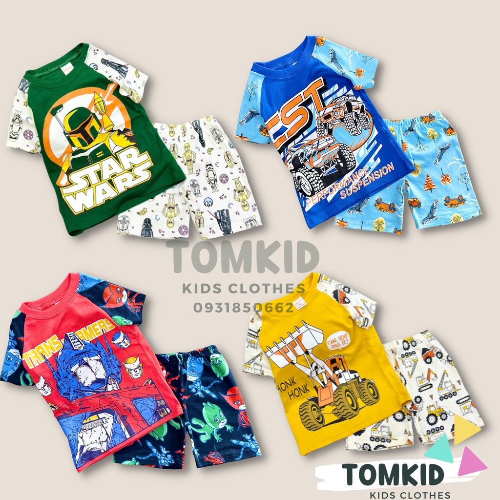 Đồ bộ cho bé trai bộ cộc tay cho bé chất cotton dày dặn thoáng mát không nhão vải 10-23kg Tomkids