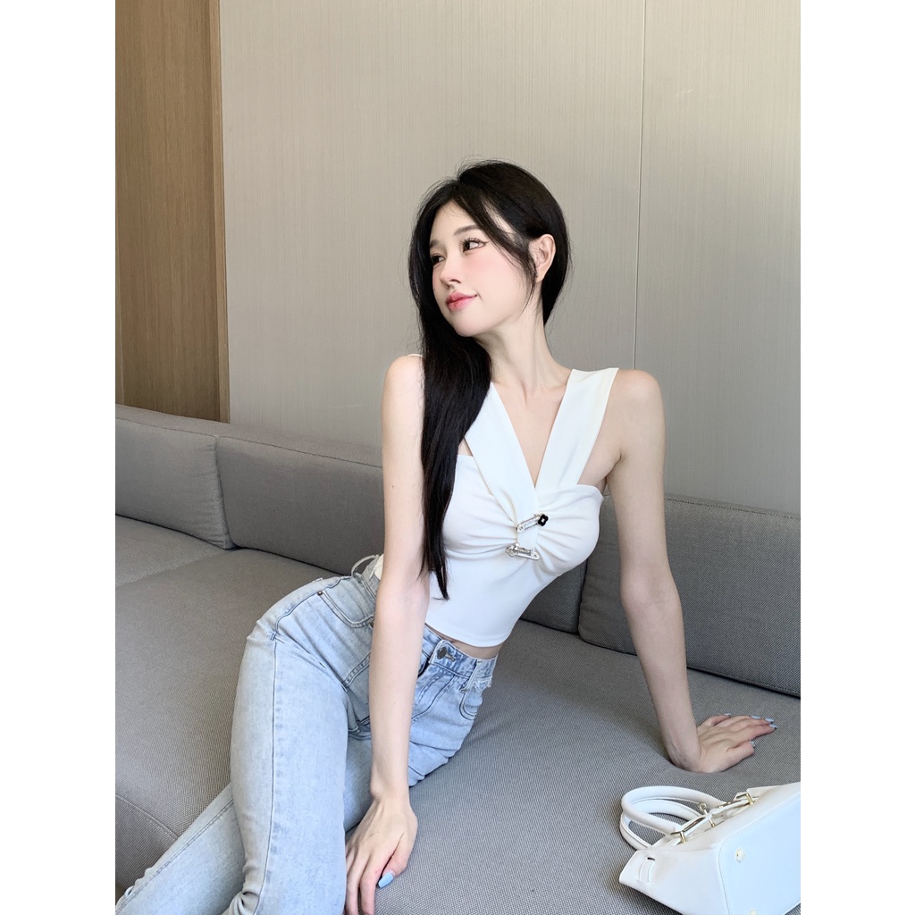 Áo Hai Dây Mỏng Mùa Hè Phong Cách Pháp Thời Trang Cho Nữ