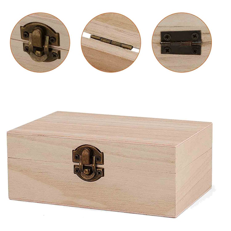 Bộ 10 Hộp Gỗ Đựng Trang Sức Có Nắp Đậy Và Móc Khóa Kích Thước 6 X 4 X 2.3 Inch