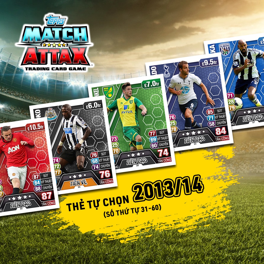 Thẻ Cầu Thủ In Match Attax 2013-14 Tự Chọn (STT 31-60)