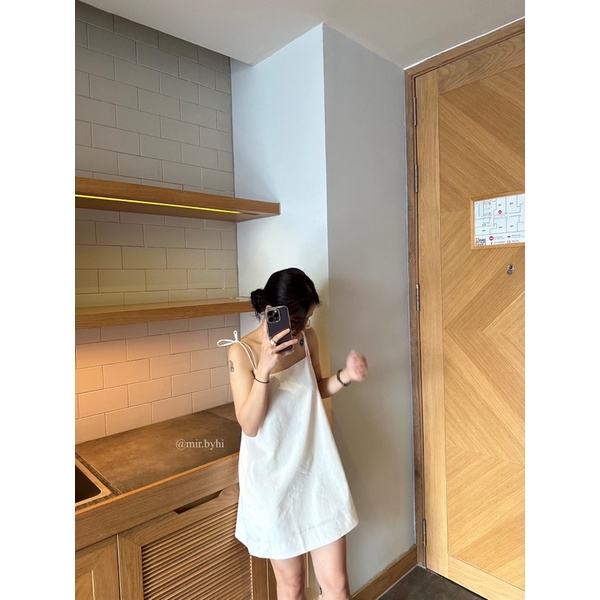 𝐦𝐢𝐫.𝐛𝐲𝐡𝐢: 𝐛𝐞𝐢𝐠𝐞 𝐝𝐫𝐞𝐬𝐬 - đầm linen hai dây
